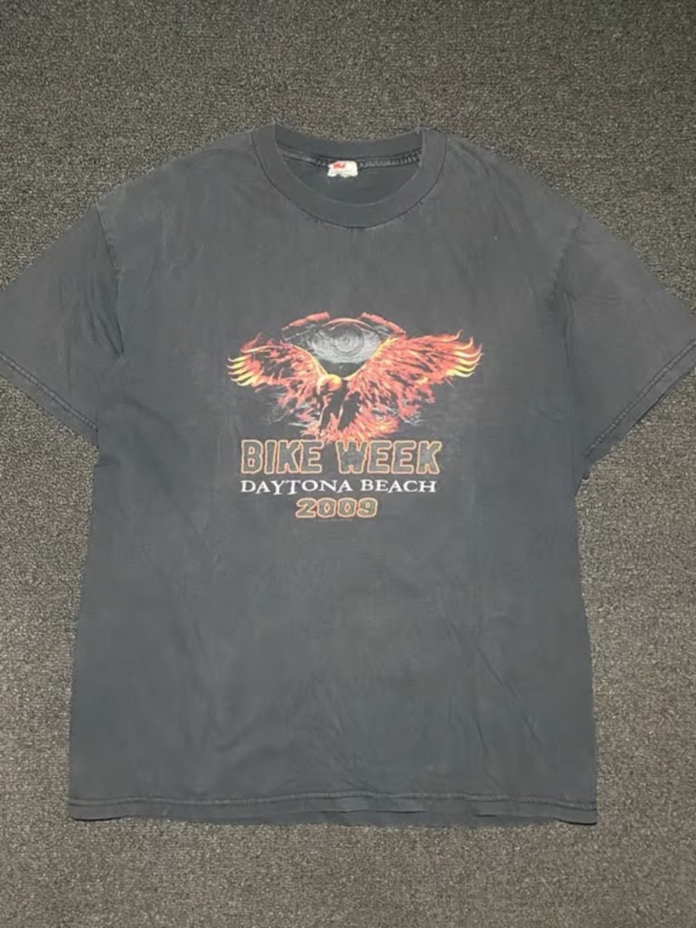 Daytona beach bike week 2009 flames faded black graphic shirt size medium